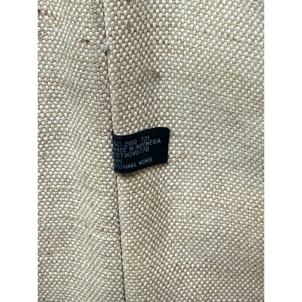 Michael Kors Signature MK Logo Large Tote Bag Pink White Stripe Brown + Pouch - Picture 9 of 9